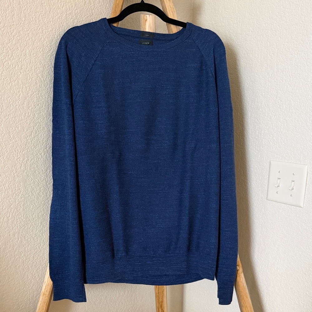 J. Crew Men's Slim Navy Cotton Knit Crewneck Sweater